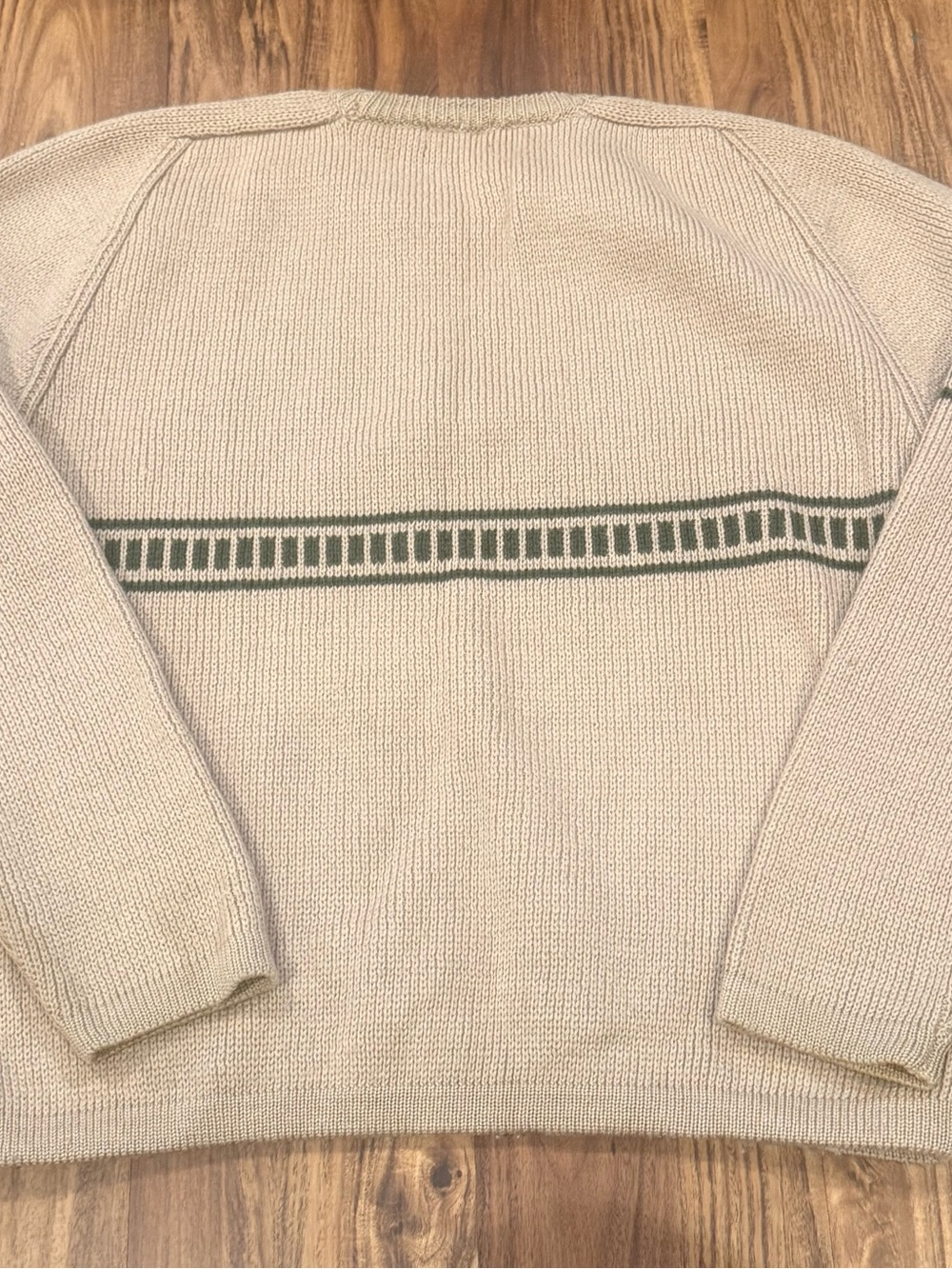 Vintage J.Crew Men's XL Pullover Crewneck 100% Wool Striped Beige Knit Sweater - Picture 5 of 5